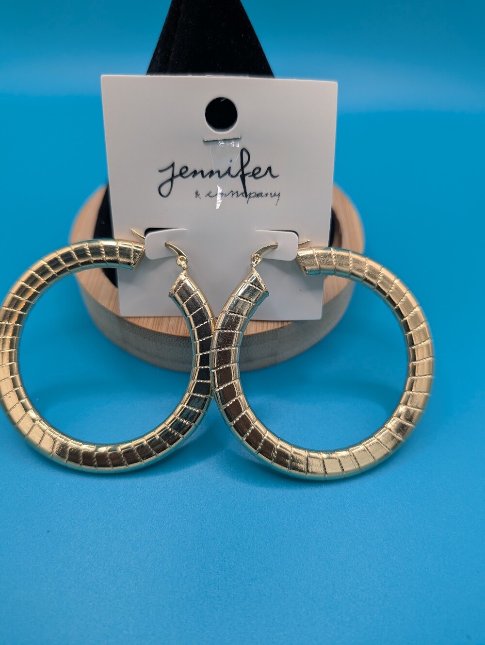 Jennifer Gold Tone Textured Hoop Earrings
